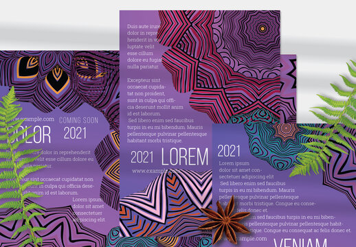 Flyer Layout with Mandala and Ethnic Tribal Lace Flower Elements