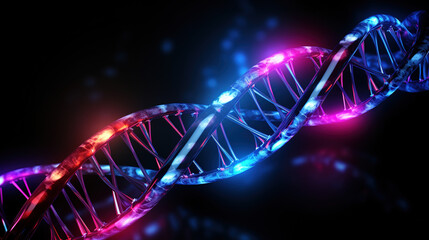 Fototapeta na wymiar DNA and Contrasting Neon Lights
