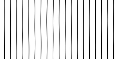 Abstract black vertical thin uneven parallel brush line stripes pattern isolated on white background - obrazy, fototapety, plakaty