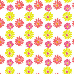  Daisy flower pattern in a seamless repeat pink flower background. 