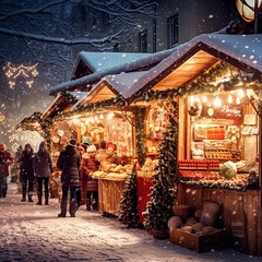 Obraz na płótnie Canvas Christmas market shops