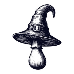 mushroom with a witch hat sketch