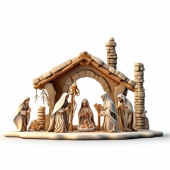 christmas nativity scene with jesus on an isolated white background
