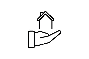 Fototapeta na wymiar House properties Icon. Icon related to Real estate. Suitable for web site design, app, user interfaces. Line icon style. Simple vector design editable