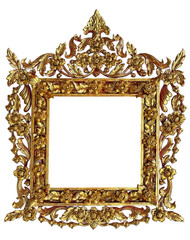 Thai pattern frame is a cluster of golden flowers isolated on a white background