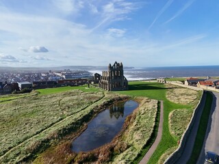 Whitby Abbey  7th-century Christian monastery that later became a Benedictine abbey. Whitby, Yorkshire seaside town  