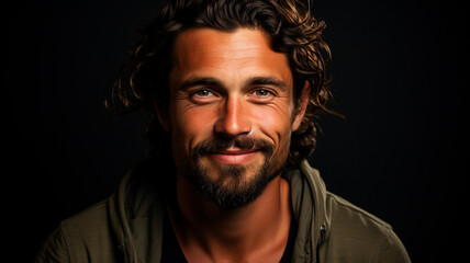 Fototapeta premium close up of a handsome young man with a dark background.