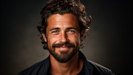 Obraz premium close up of a handsome young man with a dark background.