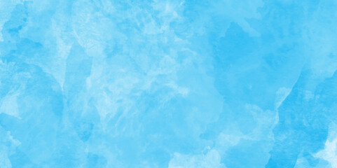 Obraz premium Sky clouds with brush painted blue watercolor texture, small and large clouds alternating and moving slowly on cloudy winter morning blue sky, white cloud and clear blue Abstract sky in sunny day.