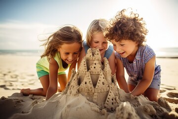 children playing in the sand
