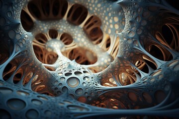 abstract background Organic fractal structures hole round macro geometry illustration, ornament