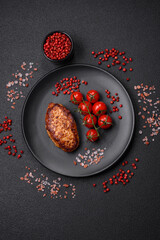 Delicious fresh fried vegetarian soybean cutlet with salt, spices and herbs