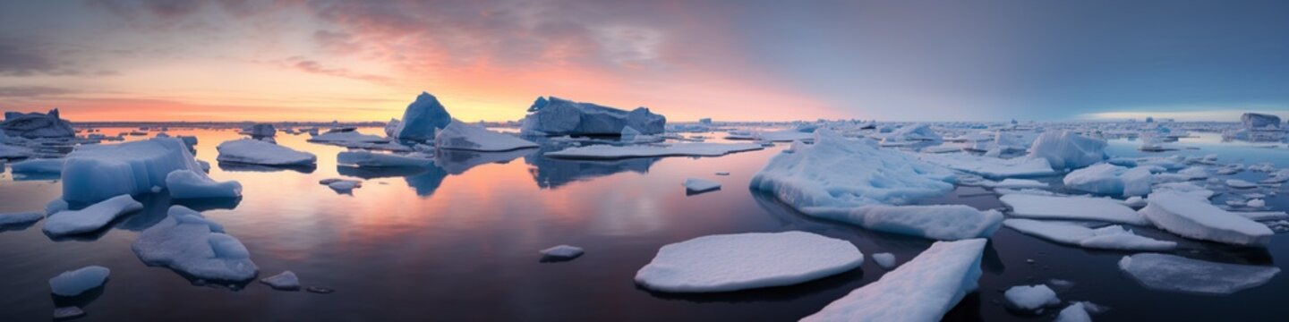 ice floes and icebergs in the arctic cold