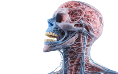 Esophagus Detailed Realistic in Close Examination on a Clear Surface or PNG Transparent Background.