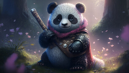 Cute adorable baby panda fantasy image Ai generated art