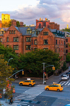 Red brick building in Chelsea, Manhattan in New York City, United States.