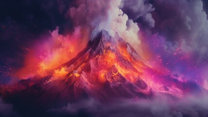 Beautiful color volcano lava photography fuego illustration picture AI generated art