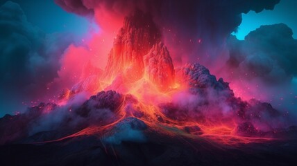 Beautiful color volcano lava photography fuego illustration picture AI generated art - obrazy, fototapety, plakaty
