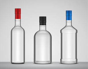 Vector alcoholic drink glass bottle mockups