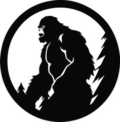 Bigfoot Logo Monochrome Design Style - obrazy, fototapety, plakaty