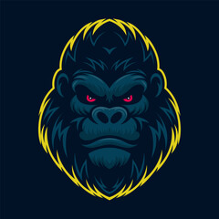 Angry gorilla head. Cartoon icon, logo. Vector illustration