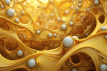 yellow abstract background Organic fractal structures hole round macro geometry illustration, ornament