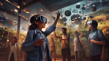 an image that elegantly showcases a virtual world designed for education, highlighting the power of VR in redefining learning experiences