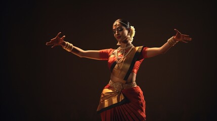 A classical Bharatanatyam performance, the dancer's precise movements showcasing the art's cultural...