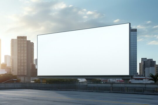 Blank billboard on the road. Empty billboard mockup.