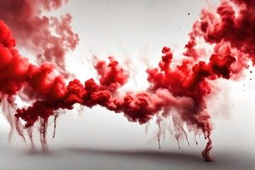 Colorful red smoke paint explosion.