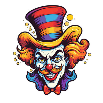Cartoon Style Clown Joker No Background Perfect for Print on Demand Merchandise
