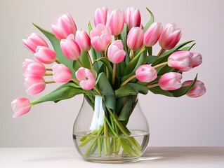 Fresh pink tulips