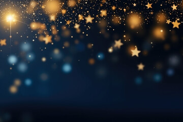 Abstract christmas background with Dark blue and gold stars