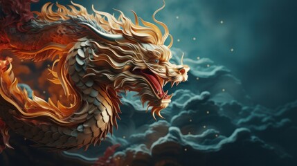 Fototapeta na wymiar chinese dragon with copy space