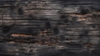 Foto op Plexiglas Background texture of the surface of burnt wood. © Olga Gubskaya