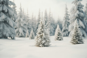 Winter snow christmas trees