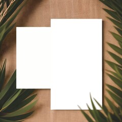 blank template with pampas grass on wood background