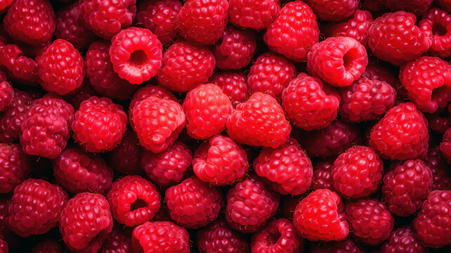 Raspberries background wide angle photo