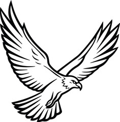 hawk Flying Logo Monochrome Design Style