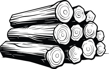 Lumber Pile Logo Monochrome Design Style