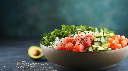 poke bowl with copy space