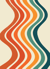 vintage groovy wallpaper, print, background for posters, cards, banners, social media templates, etc. Vertical wavy stripes. EPS 10