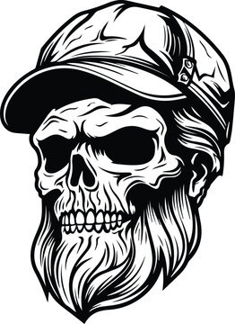 Lumberjack Skull Logo Monochrome Design Style