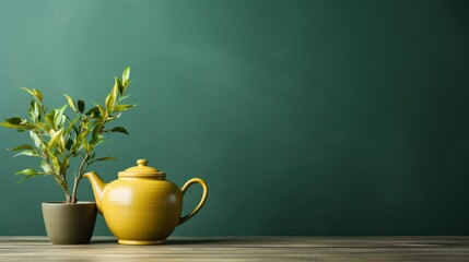 Obraz na płótnie Canvas gteen tea with copy space in the style of minimalist backgrounds