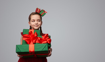 Cute girl with gift box