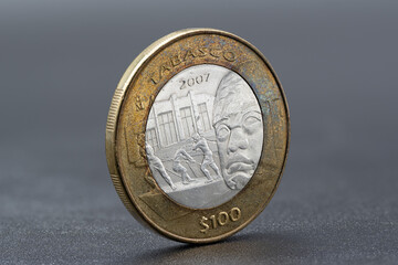 Moneda Mexicana de 100 pesos, moneda representativa al estado de Tabasco, México 2007