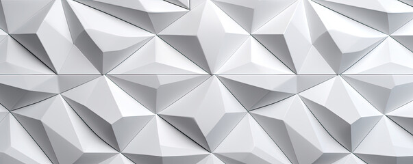 Abstract 3d white geometric background made of triangles. Polished, semi-gloss wall background. Minimalistic design for banner, flyer, card or brochure cover