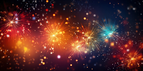 fireworks at night. happy new year. abstract holiday background. Colorful firework with bokeh background.