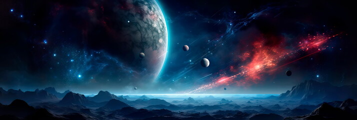 Obraz premium planets, stars and galaxies in outer space showing the beauty of space exploration.