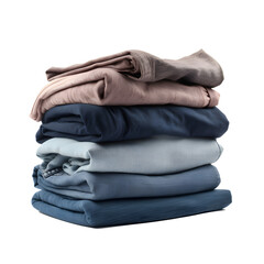 stack of colorful clothes folded, Laundry concept, isolated on transparent background , clean laundry. Generated AI